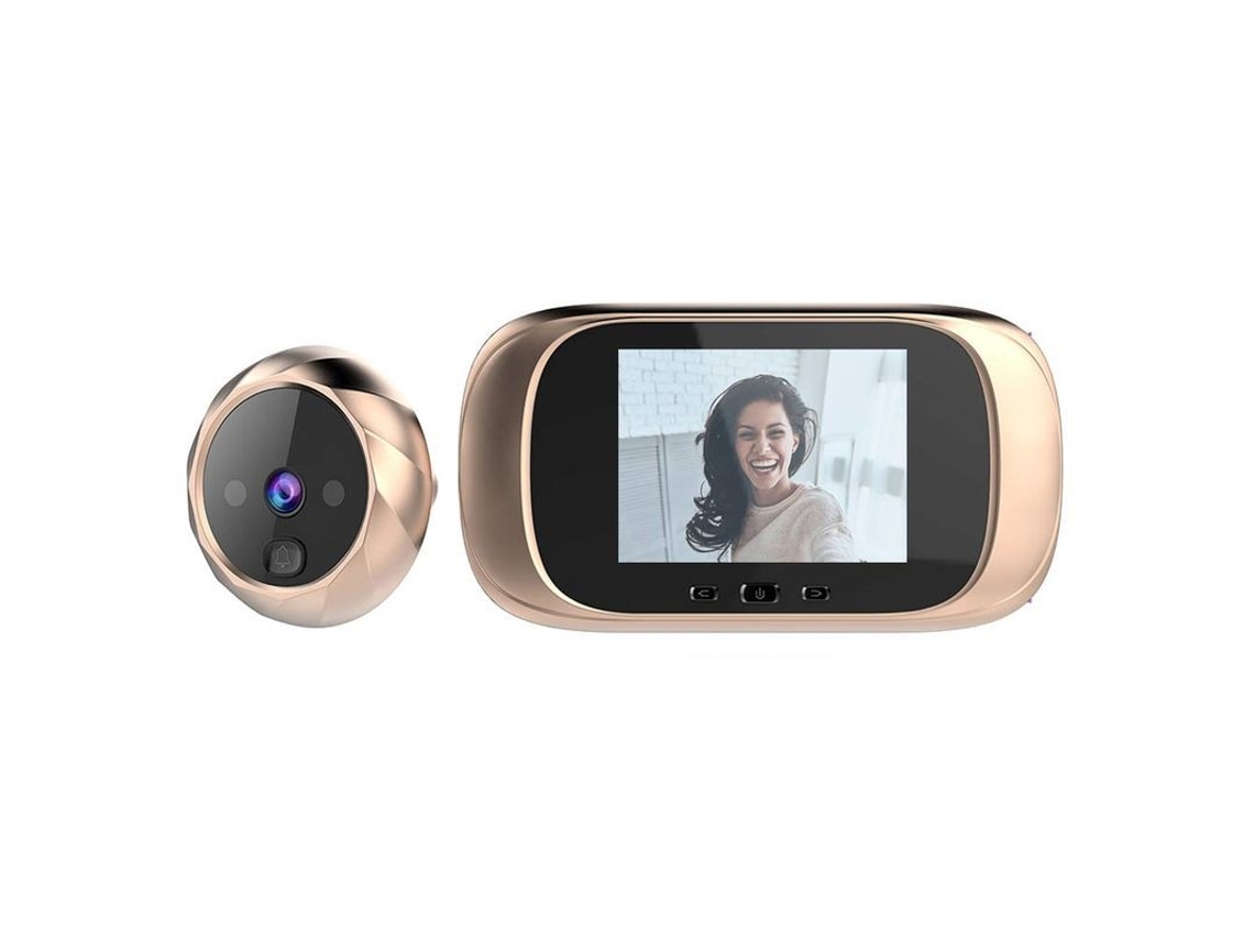 Campainha Eletrônica Com Câmera Lcd 2.8 Polegadas Visão Noturna Infrarrova Ângulo 90 Graus Digital Ouro