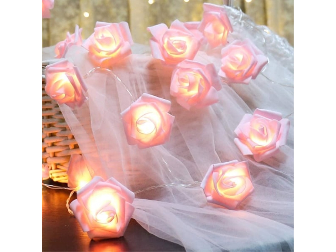 Cordão de Luzes Led com 20 Leds, Cor Rosa BRILVIBERA