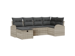 Conjunto 6 Conjunto De Sofá De Jardim Vidaxl Cinzento-claro Vime Pe (234 X 124 X 85 Cm)