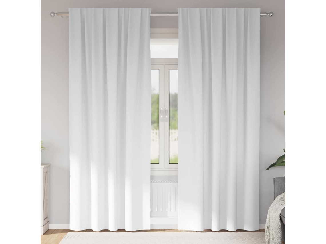Vidaxl Cortinas Blackout Com Argolas 2 Pcs Branco Brilhante