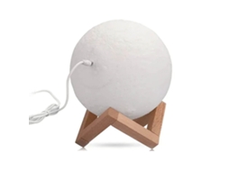 Lâmpada Lua Laxiscreed Usb Bicolor De 8cm Com Base De Madeira Para Quarto E Escritório