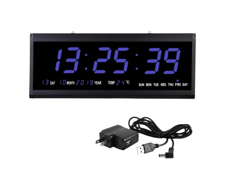 Relógio Digital Led, Data E Temperatura, 12/24h, Parede Kofihety