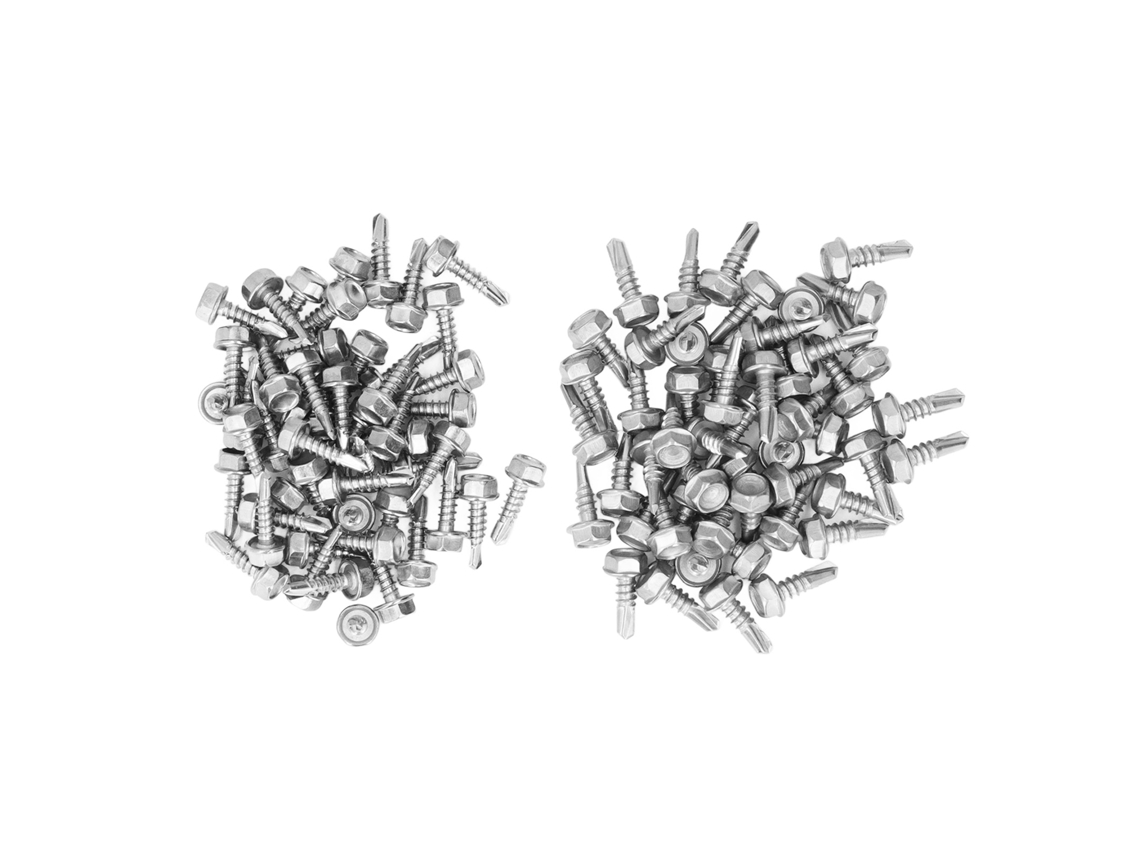 Kit de 100 Parafusos Auto perfurantes de Cabeça Hexagonal Aço Inoxidável S/MARCA