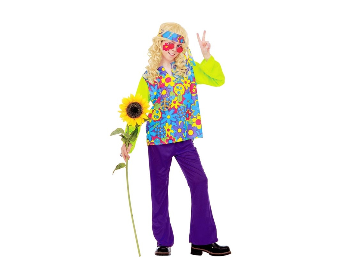 Fato de hippie floral verde para criança e adolescente