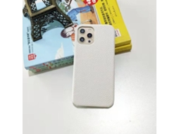 Capa Para Iphone 17 Pro Em Couro Sólido Branco Com Textura Semitransparente