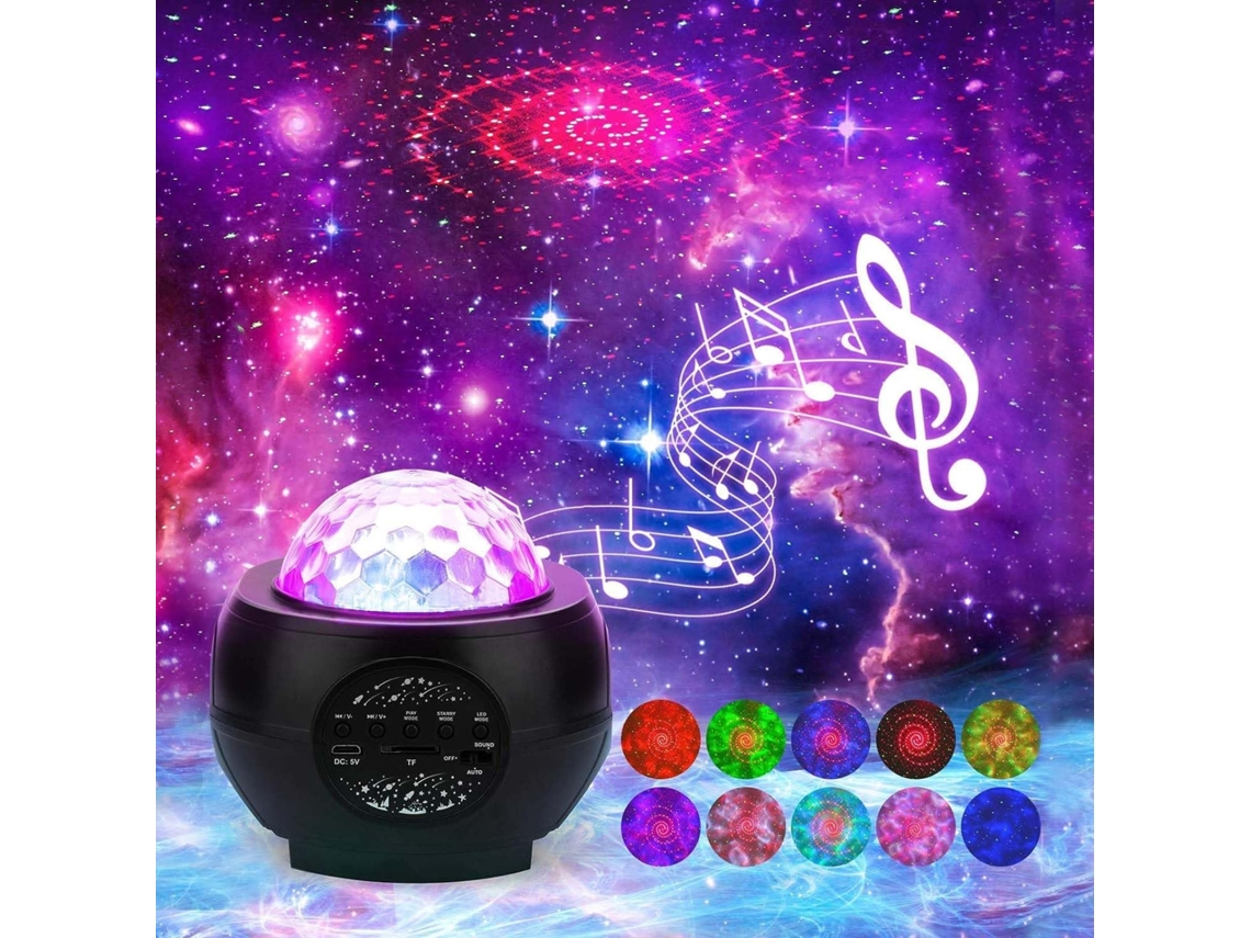 Luz Noturna Led 3 em 1 com Projetor de Céu Estrelado para Quarto, Projetor Espacial Bluetooth Usb com Mudança de Cor e Música BRILVIBERA