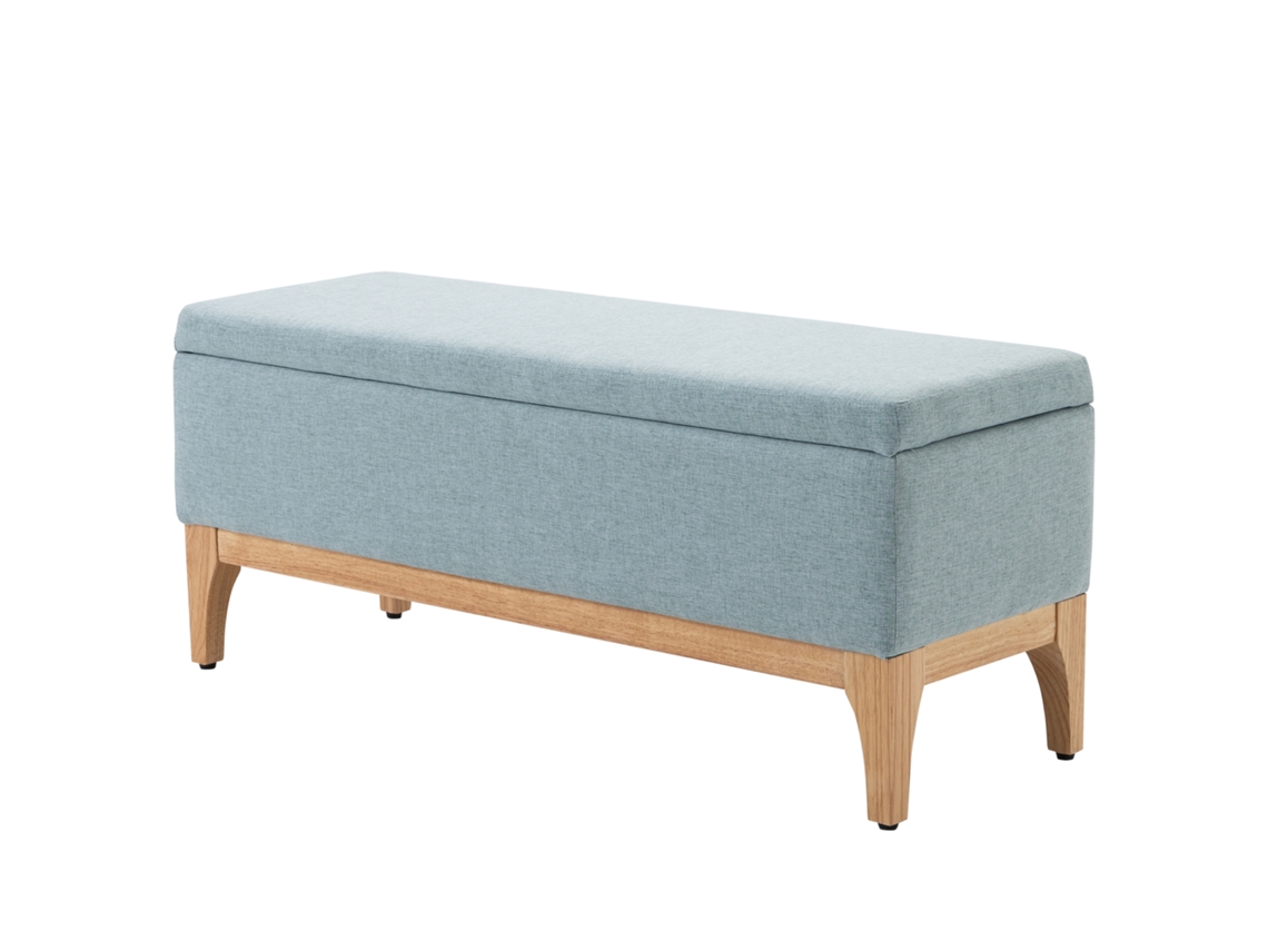 Baú CHEZMOI de armazenamento com tampa removível, estilo escandinavo, revestido em linho, 110x39x45 cm, verde claro