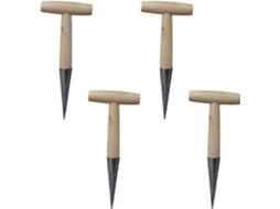 Conjunto De 4 Ferramentas De Jardinagem Em Metal E Madeira Com Cabo Em T Para Plantio Uniforme E Aeração.