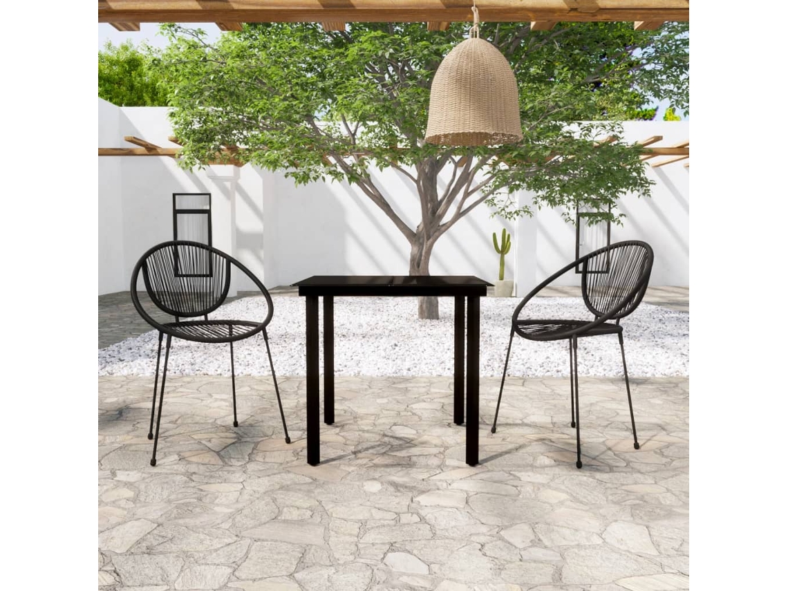 Vidaxl 3 Pcs Conjunto De Jantar Para Jardim Preto