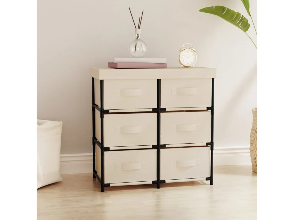 Vidaxl Armário De Arrumação Com 6 Gavetas 55x29x55 Cm Aço Cor Creme