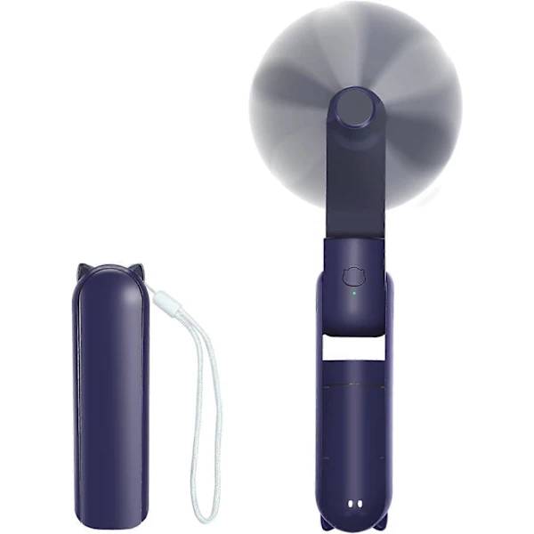 Ventilador Portátil Dobrável Recarregável Via Usb Com Power Bank E Cordão Para Uso Em Casa, Viagens, Escritório E Atividades Ao Ar Livre