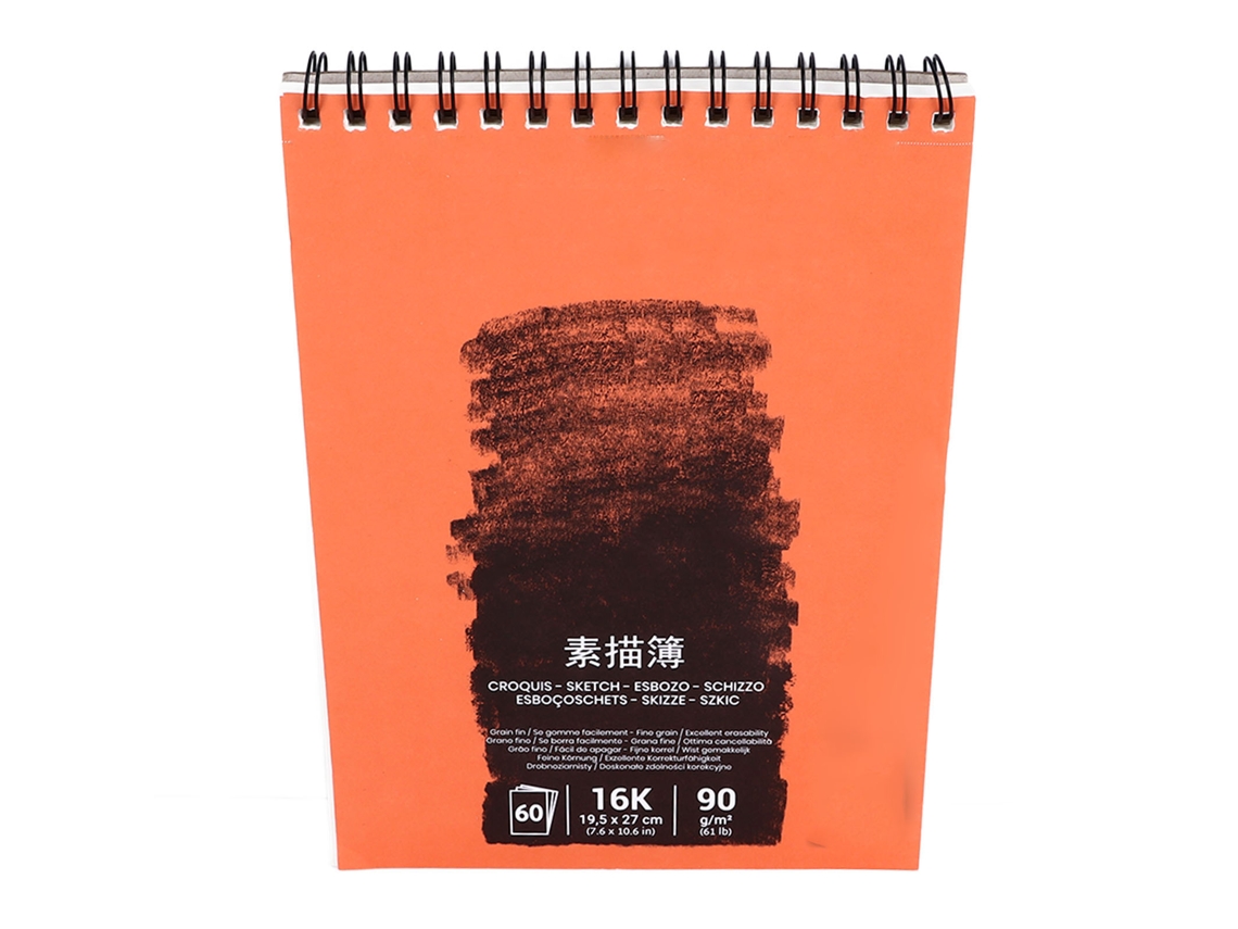 Cuaderno De Desenho Profissional Com 60 Folhas Espiral 16k, Caderno De Arte Para Pintura E Esboços Laranja