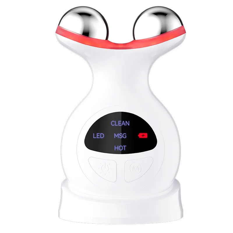 Massageador facial vibratório portátil (branco) com microcorrente para cuidados com a pele