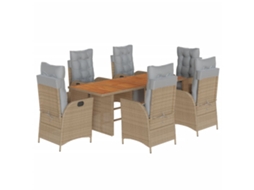 Maison Exclusive - 7 Pcs Conj. Jantar Jardim C/ Almofadões Vime Pe Bege Misturado