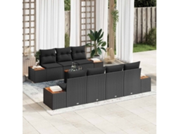 Vidaxl Conjunto De Sofá De Jardim 8 Unid. Preto Rattan Sintético