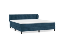 Conjunto 1 Cama Box Spring Vidaxl Azul Veludo (203 X 163 X 88 Cm)