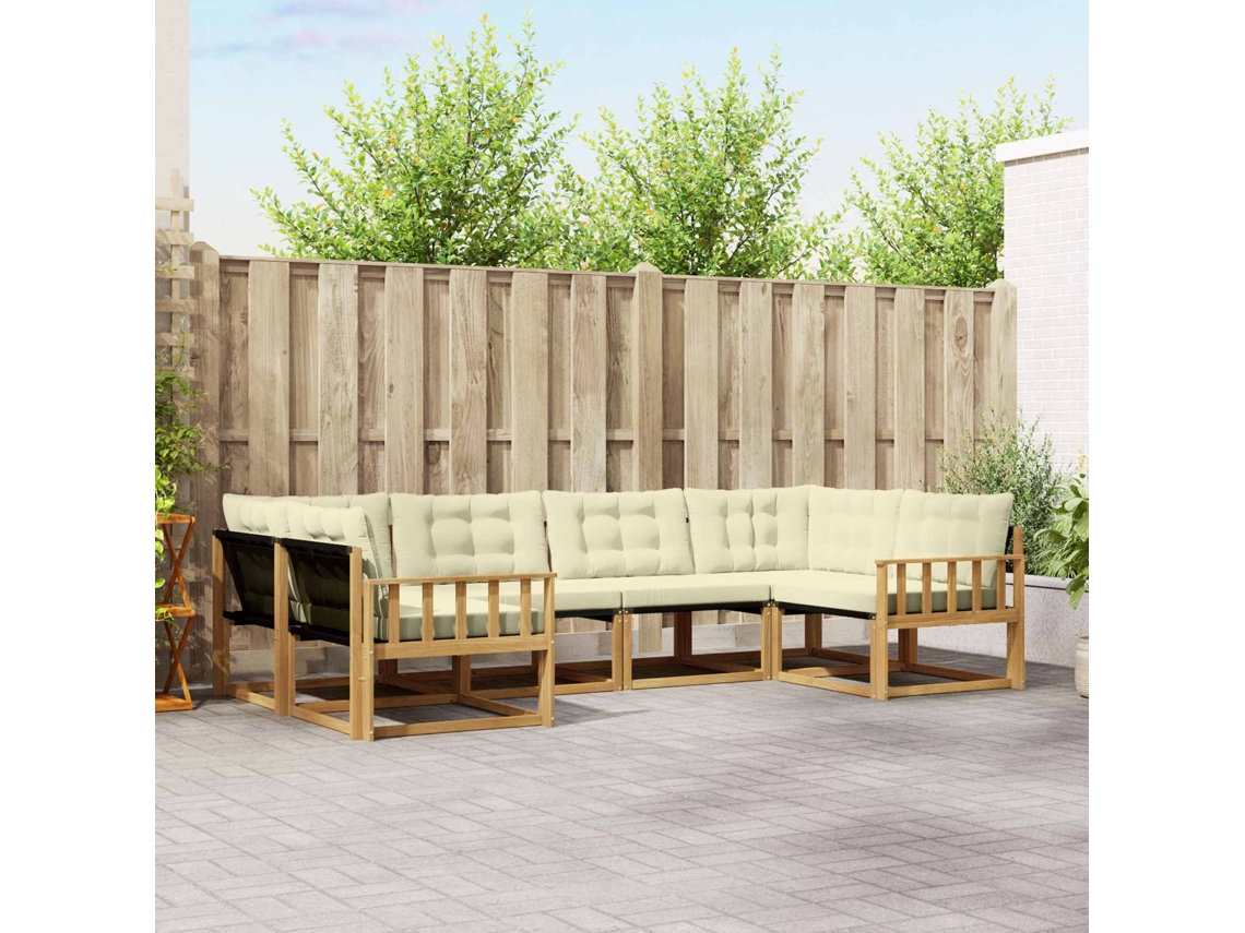 Vidaxl Conjunto De Sofás Para Exterior 6 Pcs Branco E Creme