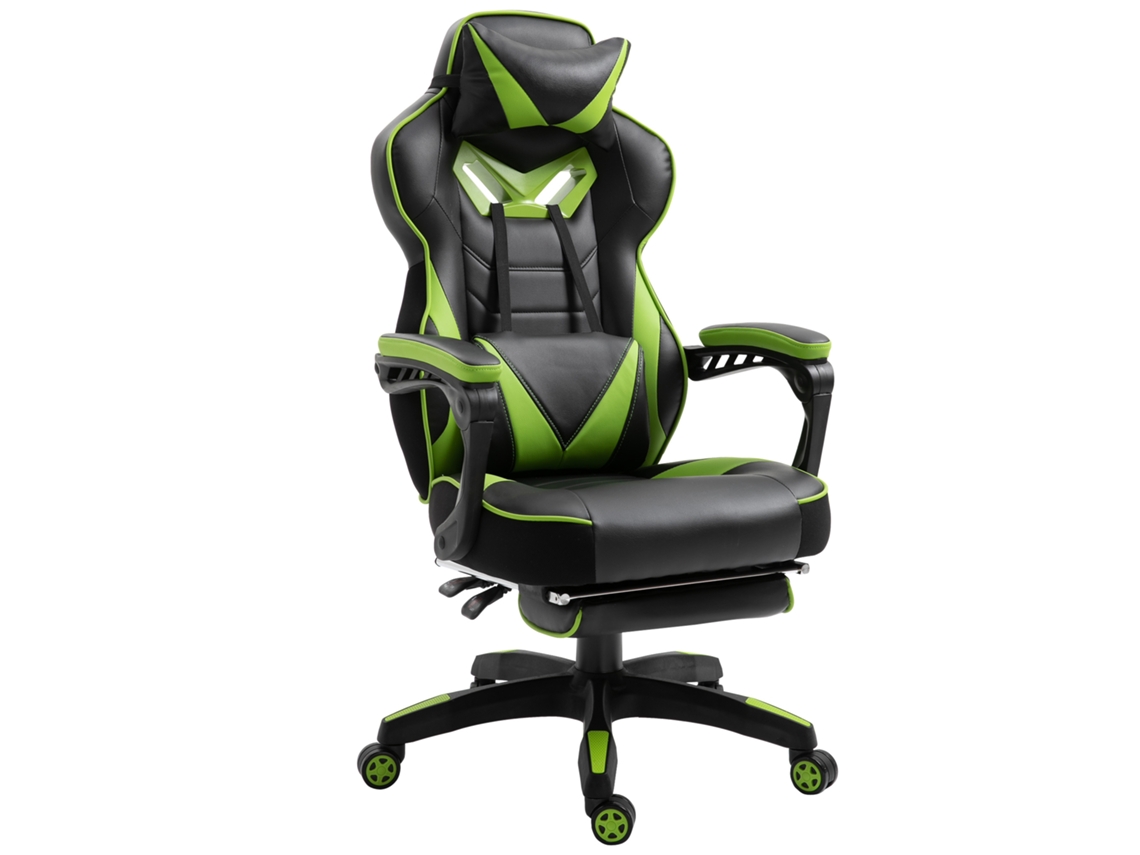 Cadeira de escritório S/MARCA ergonômica, altura ajustável, reclinável, com apoio para os pés, verde e preto