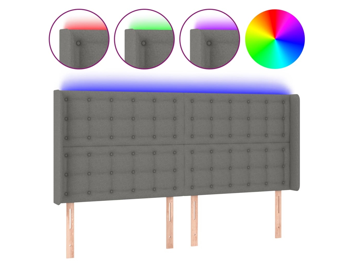 Cabeceira de Cama com Led Tecido Cinza escuro MAISON EXCLUSIVE (203x16x118 cm)