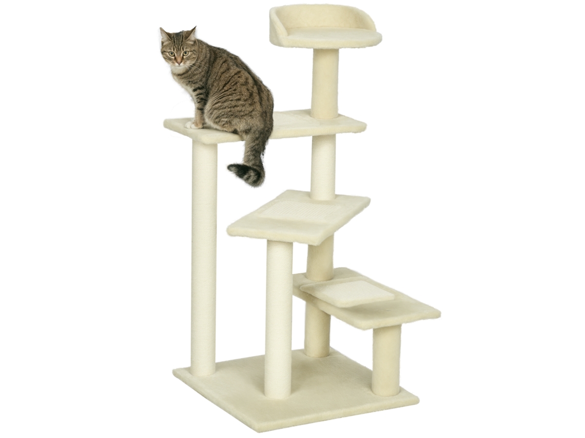 Árvore para Gatos com Plataformas e Cobertor de Sisal 50x50x100 Cm Bege S/MARCA