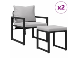 Maison Exclusive - Móveis De Jardim Com Almofada 4 Pcs Cinzento-claro Poliéster