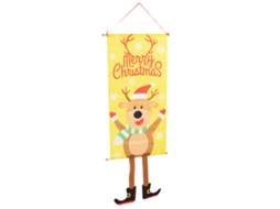 Baok-banner De Natal Com Desenhos Animados De Elks Decorativo Pendente Com Corda Vermelha Para Portas E Varandas