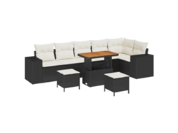 Conjunto 9 Móveis De Jardim Vidaxl Preto Vime Pe (90 X 55 X 71 Cm)