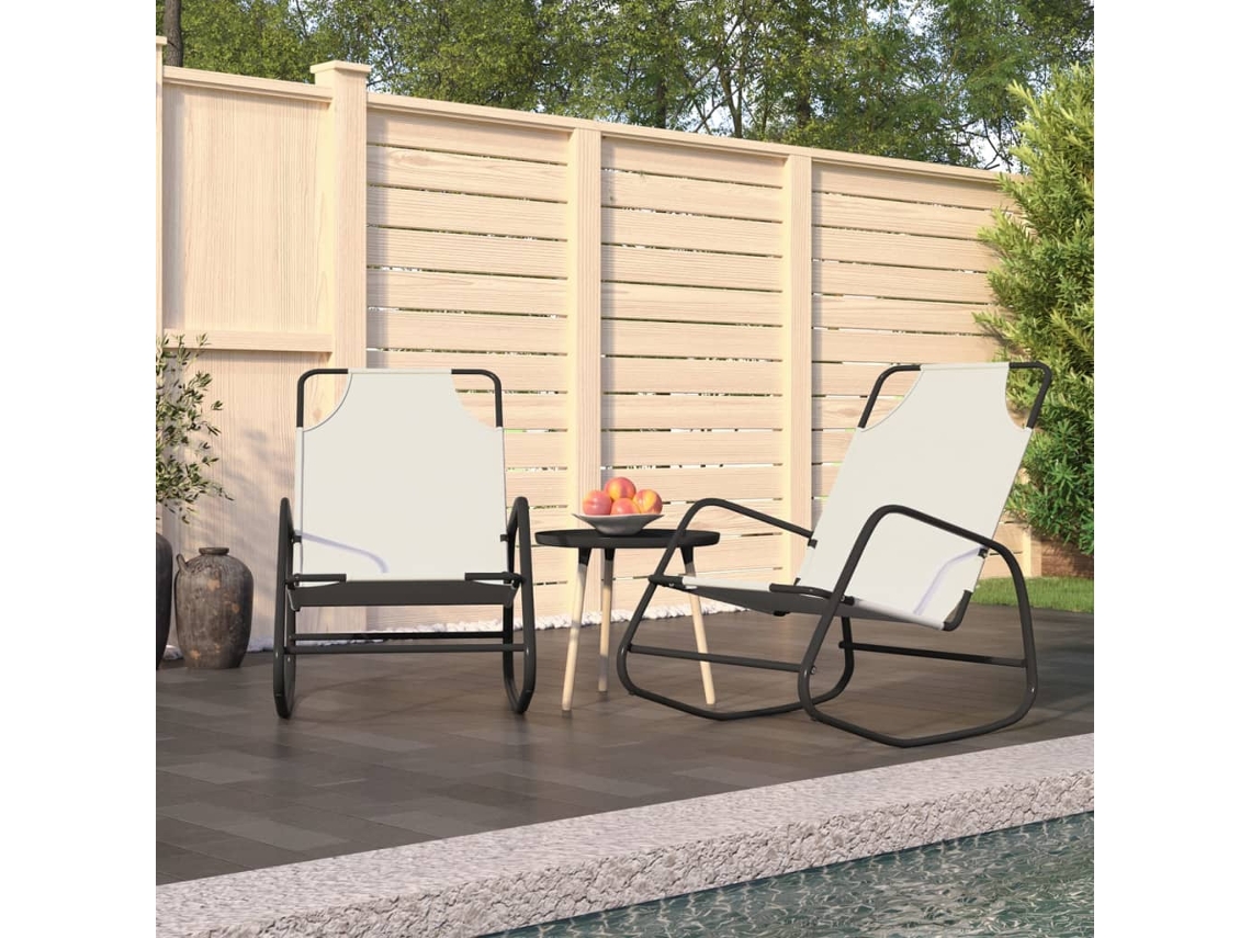 Vidaxl Espreguiçadeira Baloiço 2 Pcs Aço E Textilene Cor Creme