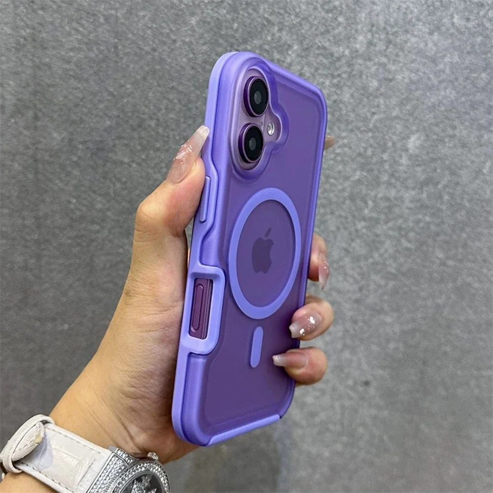 Capa Magnética Fosca Para Celular (roxa, Modelo 14 Plus), Capa Traseira À Prova De Choque.