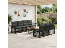 Vidaxl Conjunto De Sofás Para Exterior 8 Unid. Preto E Cinza Escuro