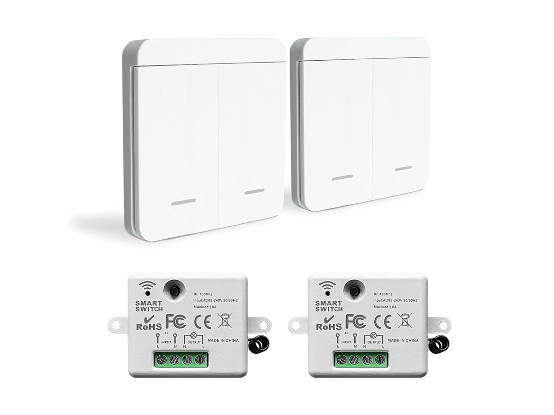 Interruptor Sem Fio, Tomada De Controle Remoto Sem Fio, Adequado Para Lâmpadas De Até 1500w Zeuxo