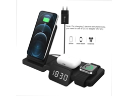 Carregador sem fio 3 em 1 com relógio suporte para celular fones de ouvido relógio inteligente S/MARCA