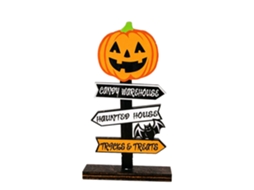 Laxiscreed Placa Decorativa De Halloween Em Madeira Com Abóboras, Letras, Fantasmas E Brilho Artesanal