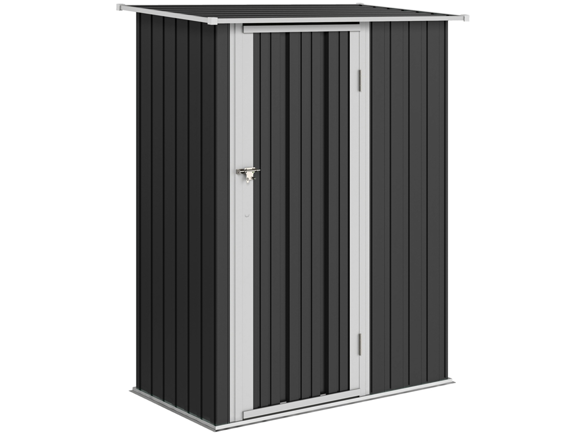 Abrigo de Jardim 1,07m² 142x84x189cm Abrigo de Jardim de Aço Galvanizado com Porta Fechadura e Orifícios de Drenagem Cinza