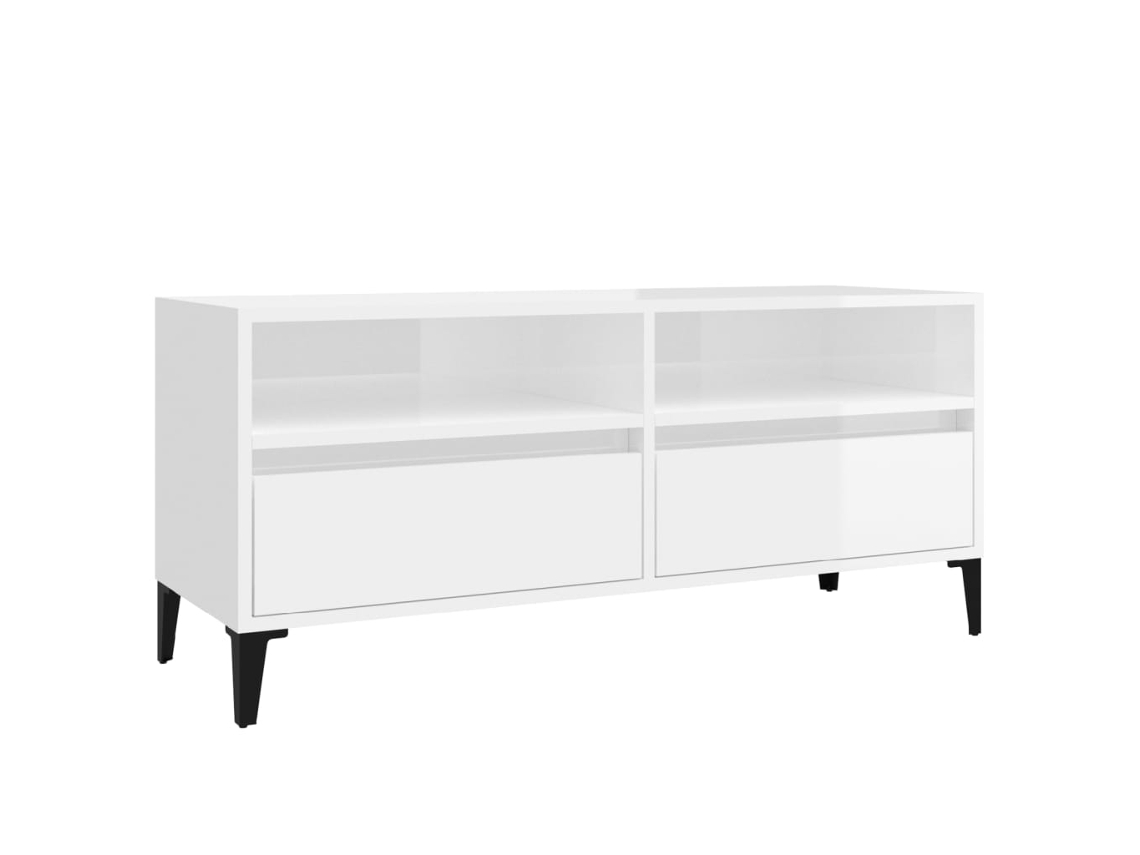 Móvel P/ Tv 100x34.5x44.5 cm Derivados de Madeira Branco Brilhante MAISON EXCLUSIVE