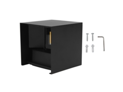 2026 lámpara de Parede Led Exterior 12w 3500k Luz Cálida Ajustable Cubo Negro para Casa Patios