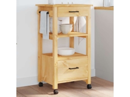 Vidaxl Carrinho De Cozinha Monza 48x40x88,5 Cm Madeira De Pinho Maciça
