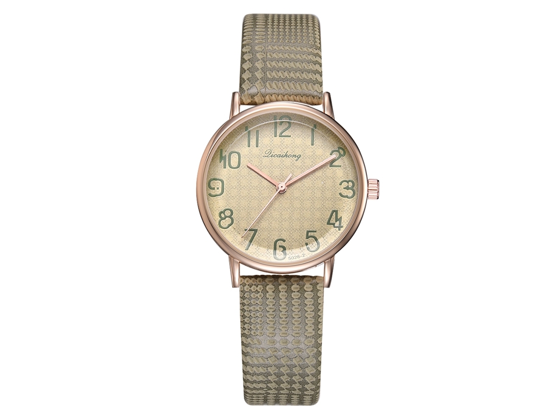 Relógio Feminino de Quartzo com Mostrador Redondo Delicado Pulseira de Liga e Pu (verde)