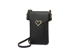 Bolsa de Couro Pu para Celular com Janela Touchscreen Preto