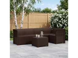 Vidaxl Sofá De Jardim Para 5 Pessoas Com Visual De Rattan Pp Castanho