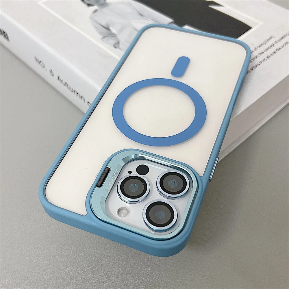 Capa Magnética À Prova De Choque Para Iphone 16 Plus (azul Claro), Compatível Com Magsafe, Com Protetor De Lente De Vidro.