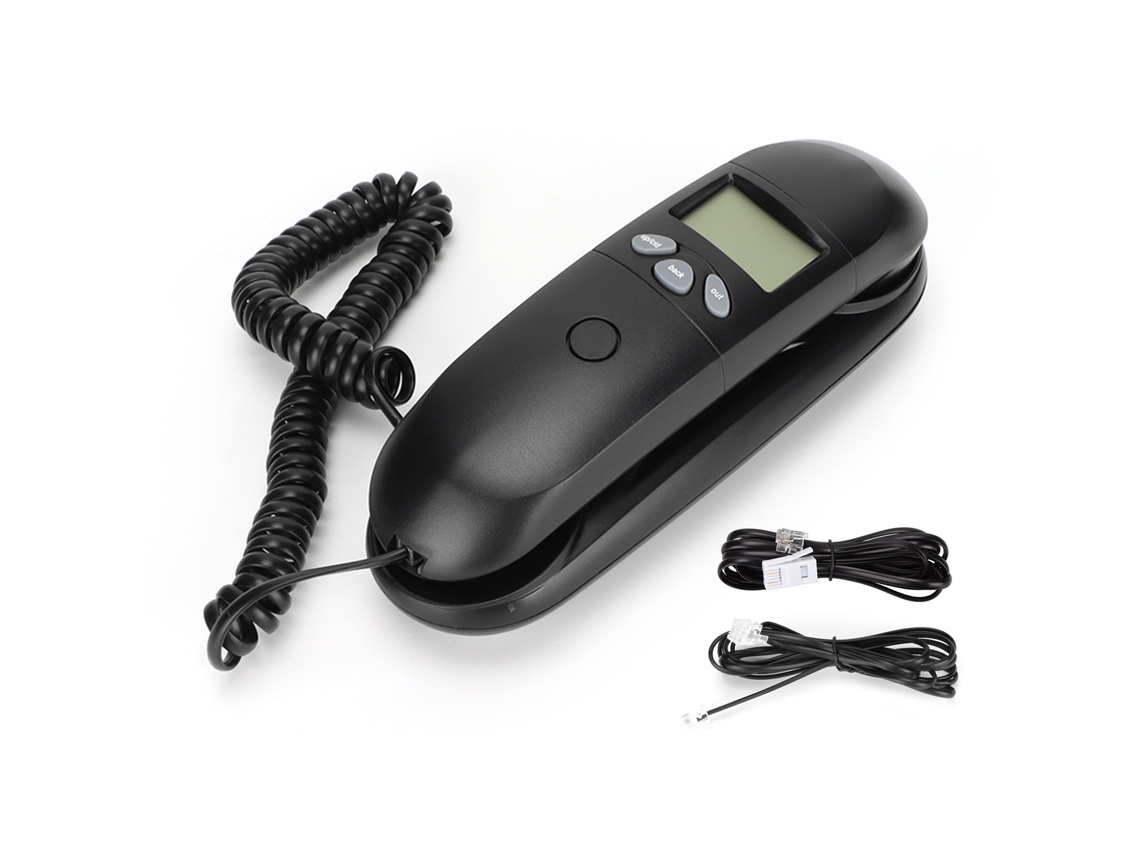 Telefone com fio EOOCOO com identificação de chamada e rediscagem com um toque