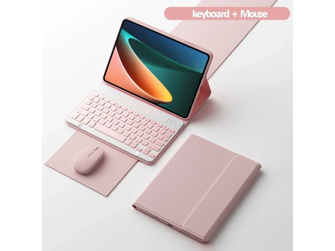Capa Teclado Panoona Para Xiaomi 8/8 Pro 11,2 Polegadas, Com Teclado Magnético E Rato Bluetooth Rosa