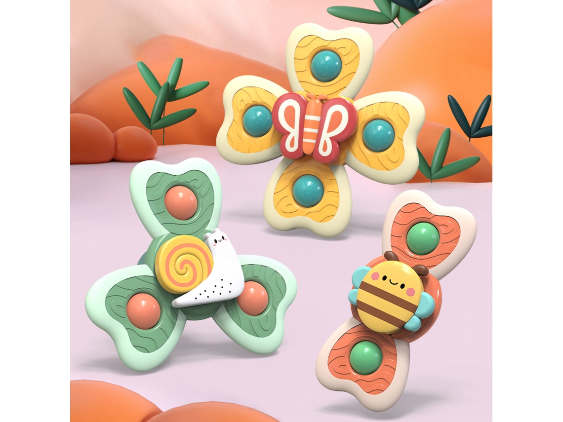 Mali brinquedo de Top com Ventosa para Bebê Conjunto 3 Peças Brinquedo Educativo de Banho com Aspiração Forte
