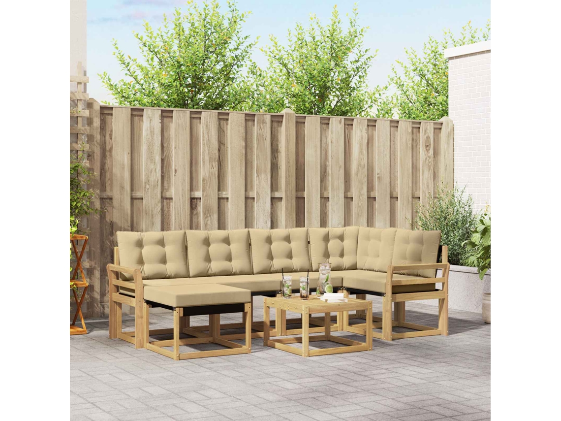 Vidaxl Conjunto De Sofás Para Exterior 7 Pcs Branco E Bege