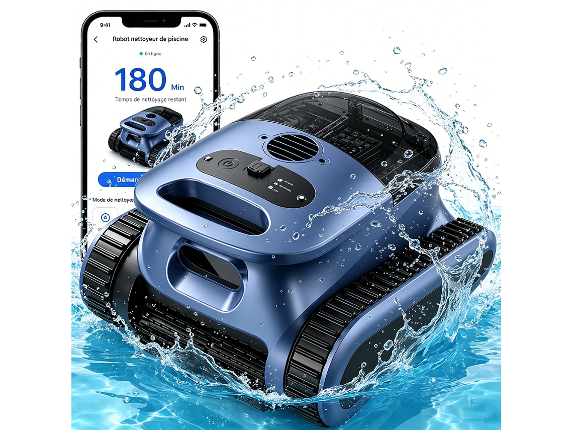 Robô Aspirador De Piscina Sem Fios (novo 2026), Doble Filtración, Planificación Inteligente Rutas, 180min Autonomía, Auto Parking, 200㎡, App Y Ota
