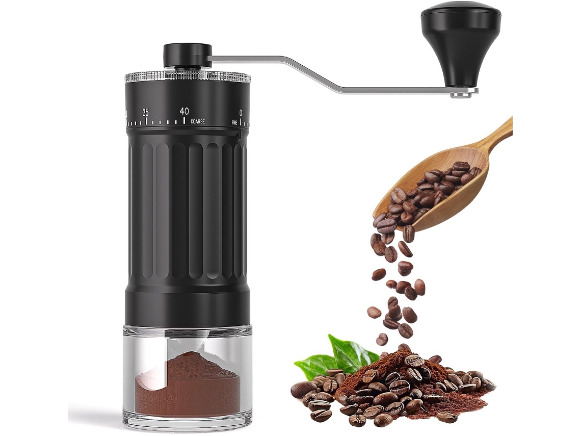 Moedor De Café Manual Externo Ajustável: Com Disco Moagem Cerâmica Alta Qualidade E 40 Configurações Ajustáveis ​​para Cafeteira Francesa.