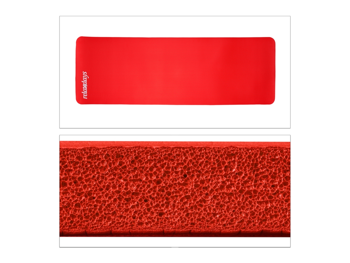 Tapete De Ioga Relaxdays 1 Cm, Para Pilates E Fitness, Proteção Articular, Com Alça, 60 X 180 Cm, Vermelho