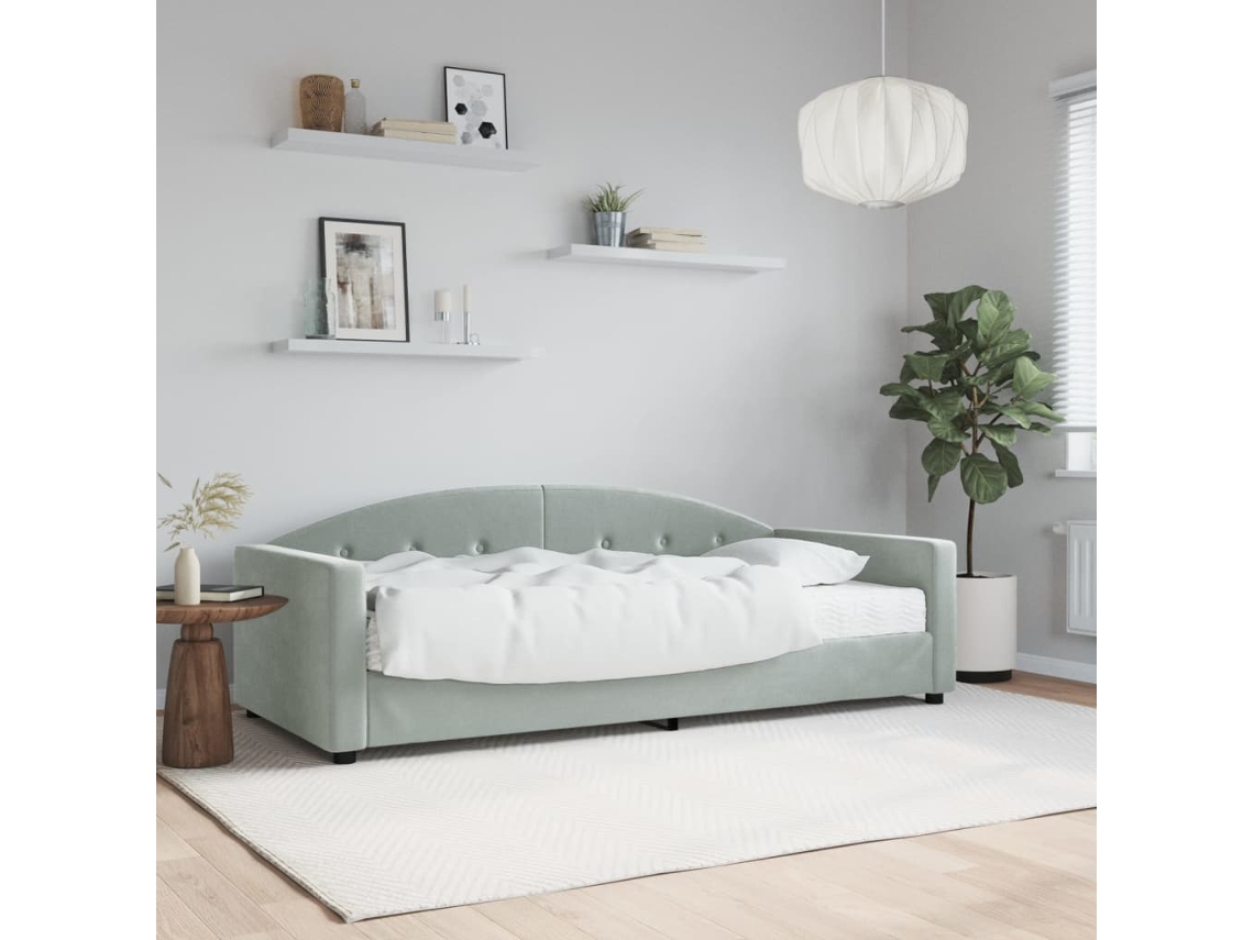 Vidaxl Sofá-cama Com Colchão 90x190 Cm Veludo Cinzento-claro