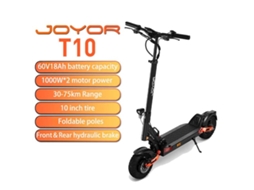 Trotinete Elétrica Dobrável Joyor T10, Motor Duplo De 1000w 60v 18ah, Autonomia De 30-75km, Pneus Off-road De 10", Suspensão Hidráulica